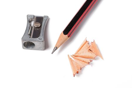 wooden pencil on white backgroundの写真素材