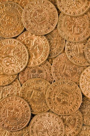 a lot of antique gold coinsの写真素材