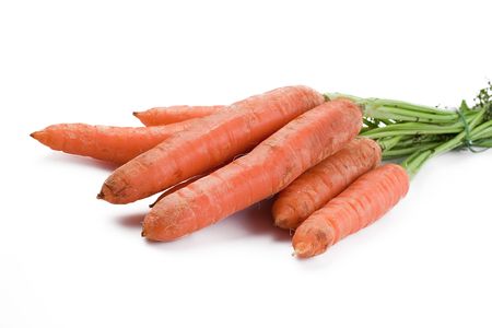 the photo shot of orange carrots on white backgroundの写真素材