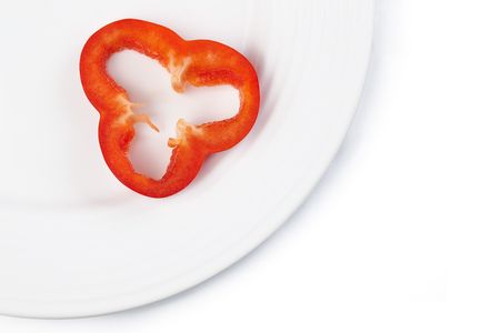one piece of cutting red pepper on white plate
の写真素材