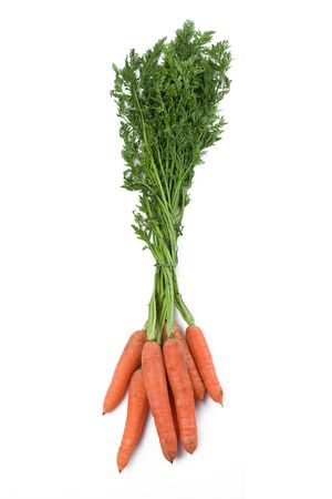 the photo shot of orange carrots on white backgroundの写真素材
