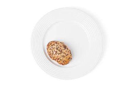 the bread rolls on white plateの写真素材