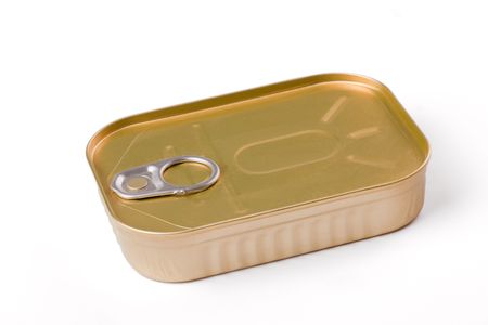 can of sardines isolated on white backgroundの写真素材