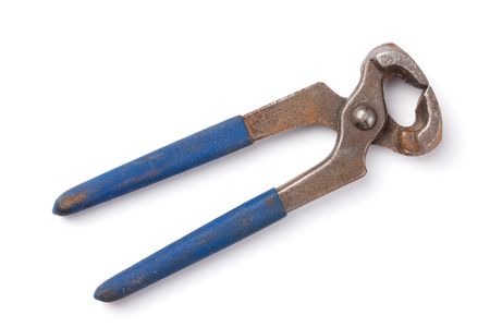the used pliers isolated on white backgroundの写真素材