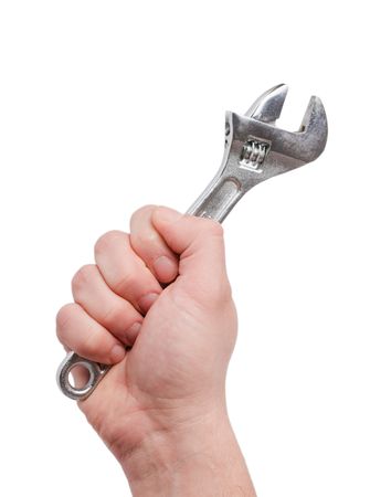 the adjustable wrench in handの写真素材