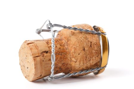 the photo shot of champagne cork on white backgroundの写真素材
