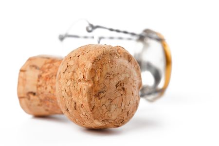 the photo shot of champagne cork on white backgroundの写真素材