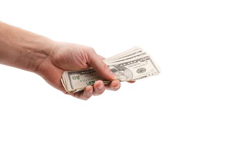 photo shot of dollars in handの写真素材