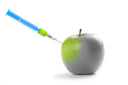 photo shot of injection vitamin in appleの写真素材