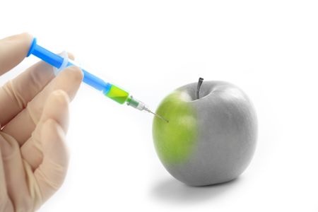 photo shot of injection vitamin in appleの写真素材