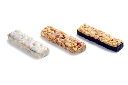 photo shot of muesli bars on white backgroundの写真素材