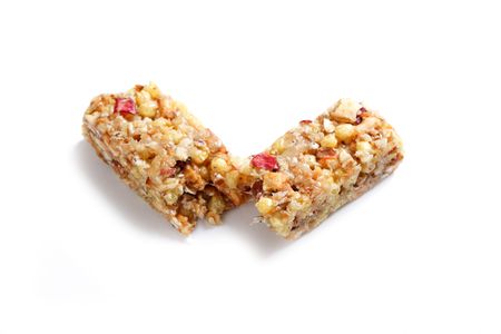 photo shot of muesli bar on white backgroundの写真素材