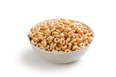 healthy cereal rings in bowlの写真素材