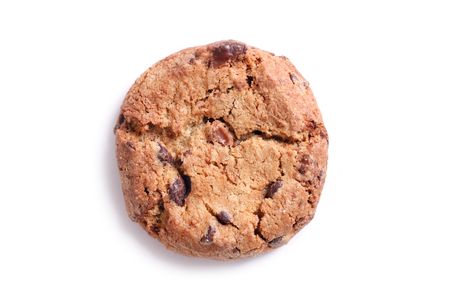 chocolate cookies on white backgroundの写真素材
