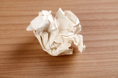 photo shot of paper ball on tableの写真素材