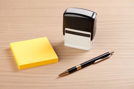 photo shot of office tools on tableの写真素材