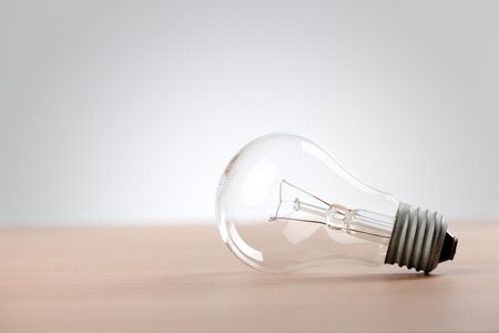 the light bulb on tableの写真素材