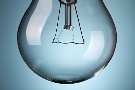 the detail of light bulb on blue backgroundの写真素材