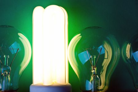 photo shot of shining fluorescent bulbの写真素材