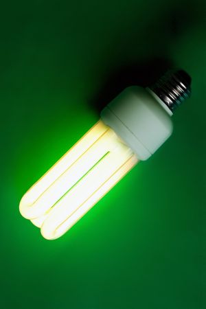 photo shot of shining fluorescent bulbの写真素材