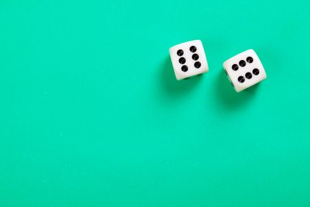 two dice on white backgroundの写真素材