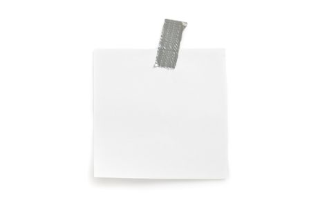 note paper sticked on white backgroundの写真素材