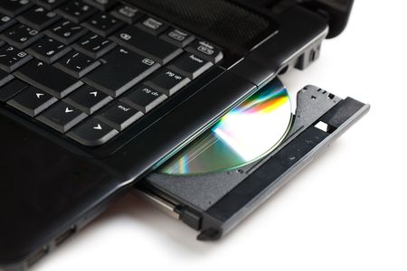 detail of cd drive on laptopの写真素材