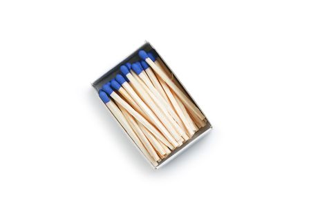 blue matches on white backgroundの写真素材