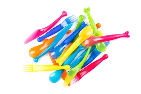photo shot of colofulr plastic cutleryの写真素材