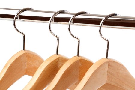 the wooden hanger on white backgroundの写真素材