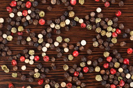 color pepper on wooden tableの写真素材