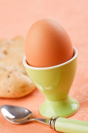photo shot of egg in egg cupの写真素材