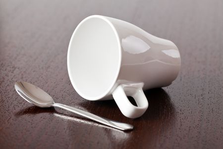 the coffee cup on wooden tableの写真素材
