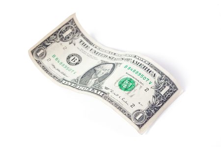paper currency wave on white backgroundの写真素材