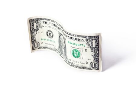 paper currency wave on white backgroundの写真素材