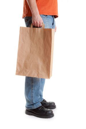 shopping man on white backgroundの写真素材