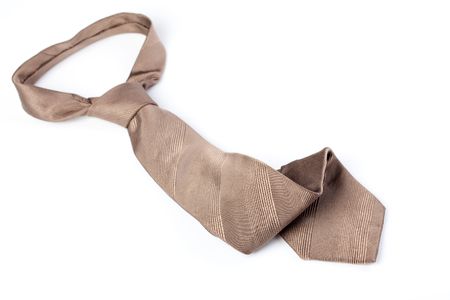 brown tie on white backgroundの写真素材