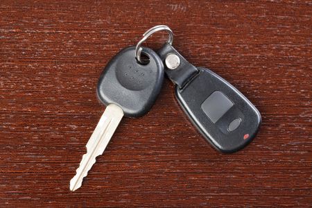 car key on wooden backgroundの写真素材