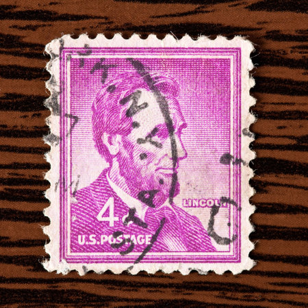 the postage stamp with abraham lincolnのeditorial素材