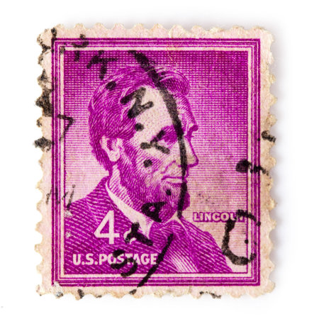 the postage stamp with abraham lincolnのeditorial素材