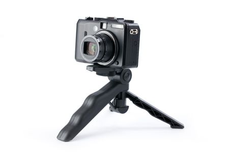 photo shot of digital camera on tripodの写真素材
