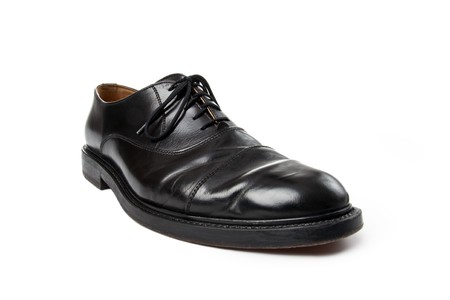 black man business shoe on white backgroundの写真素材