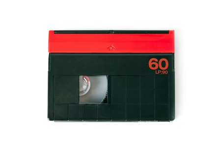 mini DV cassette on white backgroundの写真素材