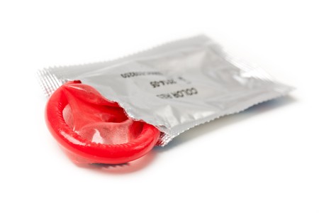 color condom on white backgroundの写真素材