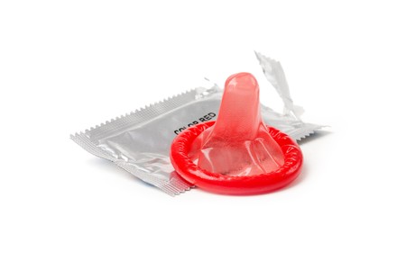 color condom on white backgroundの写真素材