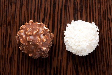 the truffle on wooden backgroundの写真素材