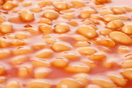 photo shot of beans with tomato souceの写真素材