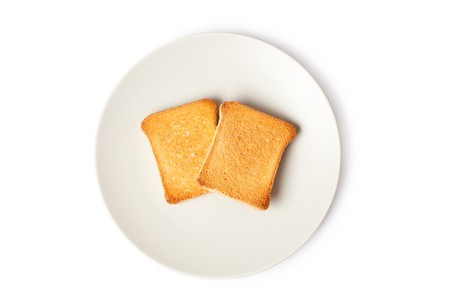 toast bread on white backgroundの写真素材