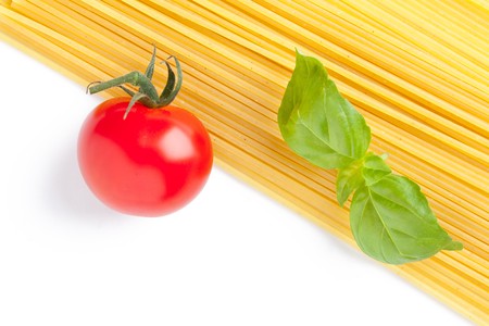 tomato, basil and pastaの写真素材