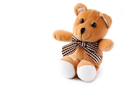 photo shot of teddy bear on white backgroundの写真素材